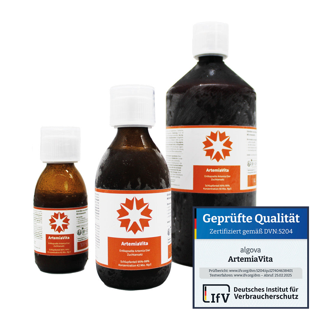 ArtemiaVita 120ml, 250ml und 1l, Artemia Eier ohen Schalenreste